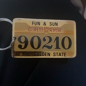 Vintage 1990s era 90210 California license plate design keychain collectible